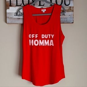 LuLaRoe Tank top, Off Duty Momma, Red, Large, Scoop Front